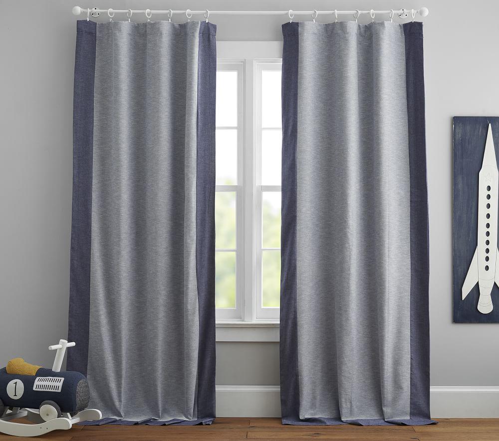 Contrast Border Blackout Curtain Panel